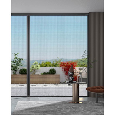 Moustiquaire pour porte et porte-fenêtre 2 vantaux en position fermée