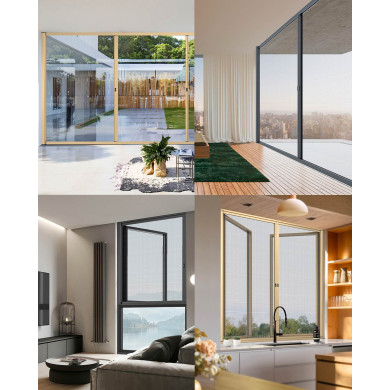 Moustiquaire pour porte ou fenêtre 1 ou 2 vantaux avec 4 exemples de réalisation