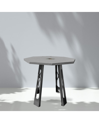 Table haute d'extérieur avec plateau octogonal gris