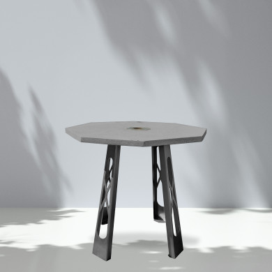 Table haute d'extérieur avec plateau octogonal gris