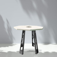 Table haute d'extérieur avec plateau octogonal beige