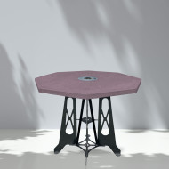 Table haute d'extérieur avec plateau octogonal brique