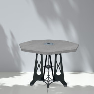 Table haute d'extérieur avec plateau octogonal gris