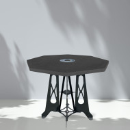 Table haute d'extérieur avec plateau octogonal noir