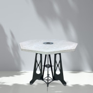 Table haute d'extérieur avec plateau octogonal beige