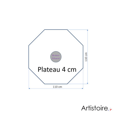 Forme de plateau octogonale épaisseur 4 cm