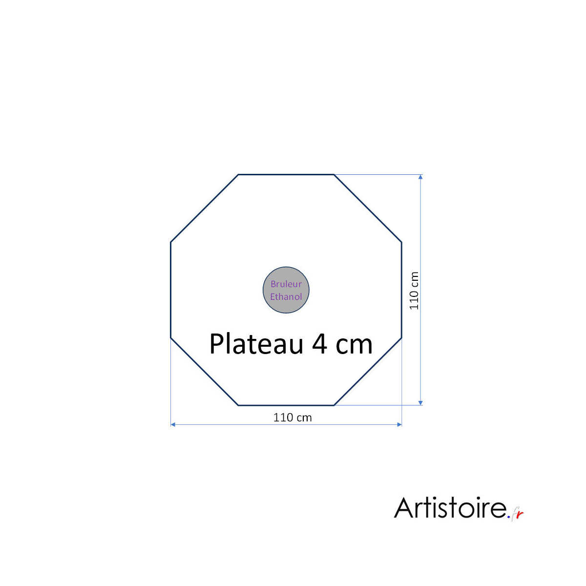 Forme de plateau octogonale épaisseur 4 cm