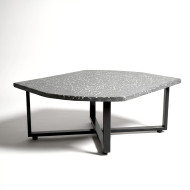 Table basse intérieur en coulis minéral micro-terrazzo gris