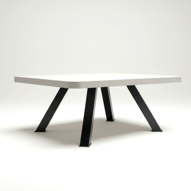 Table basse d'intérieur avec plateau en béton ciré de coloris gris moyen