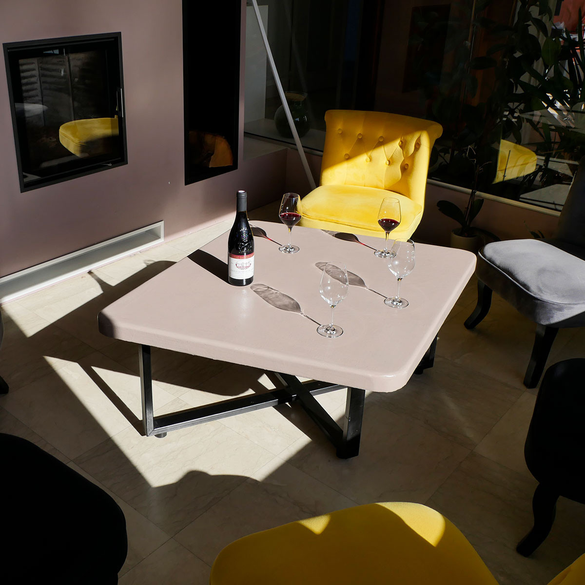 Table basse d'intérieur "Essence minérale" forme 5 - Type 2 - Vue dessus