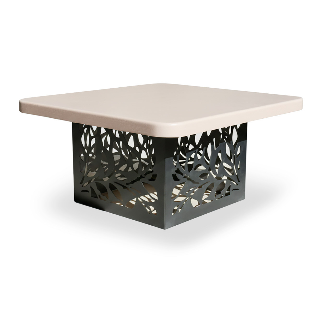 Table basse d'intérieur "Essence minérale" en béton ciré vieux rose