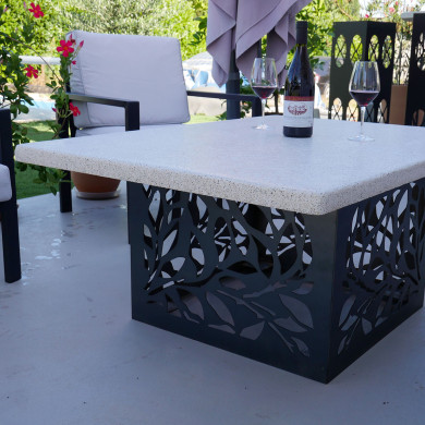 Table basse d'extérieur ht 50 cm coulis minéral beige clair - Vue 3/4 gauche