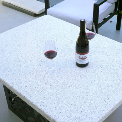 Table basse d'extérieur ht 50 cm coulis minéral beige clair - Vue dessus