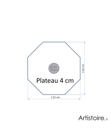 Forme de la table basse d'extérieur Horizon Lounge avec brûleur à alcool